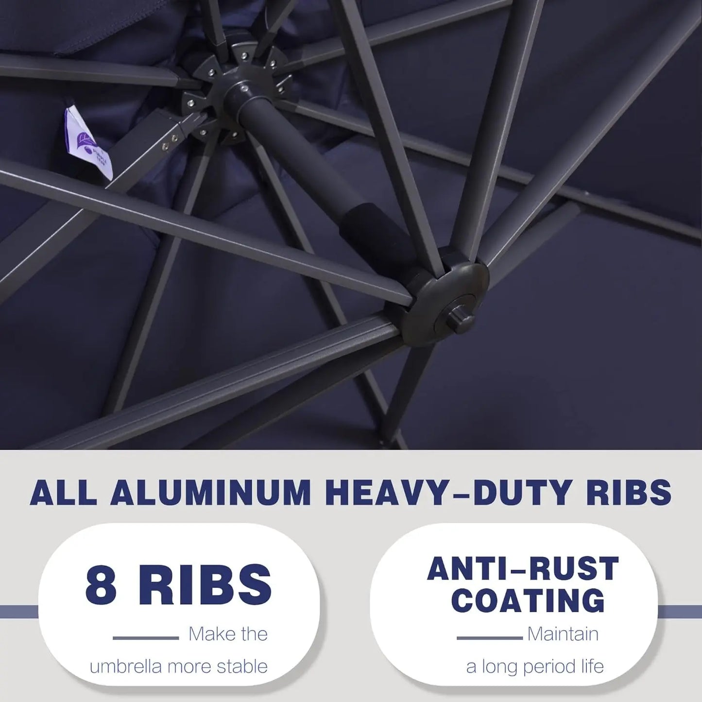 11 Feet Patio Umbrella Outdoor Cantilever round Umbrella Aluminum Offset Umbrella with 360-Degree Rotation for Garden Deck Pool Patio, Navy Blue
