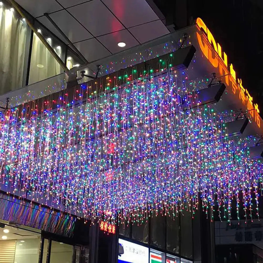 3.5-40M LED Icicle String Lights Christmas Curtain Fairy Lights Garland Remote Outdoor for New Year Wedding Street Holiday Decor