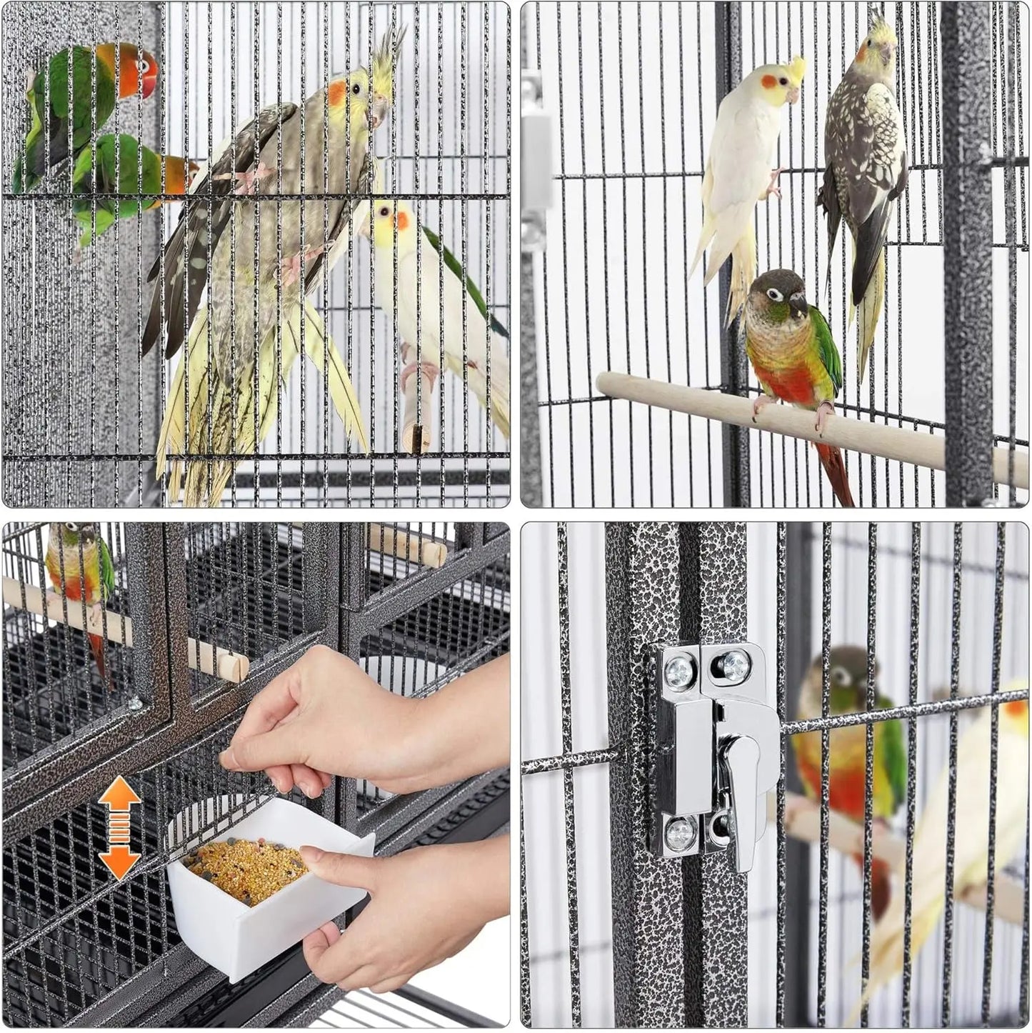 41.5" Stackable Divided Breeder Breeding Parakeet Bird Cage for Canaries Cockatiels Lovebirds Finches Budgies Small Parrots with Rolling Stand, Black