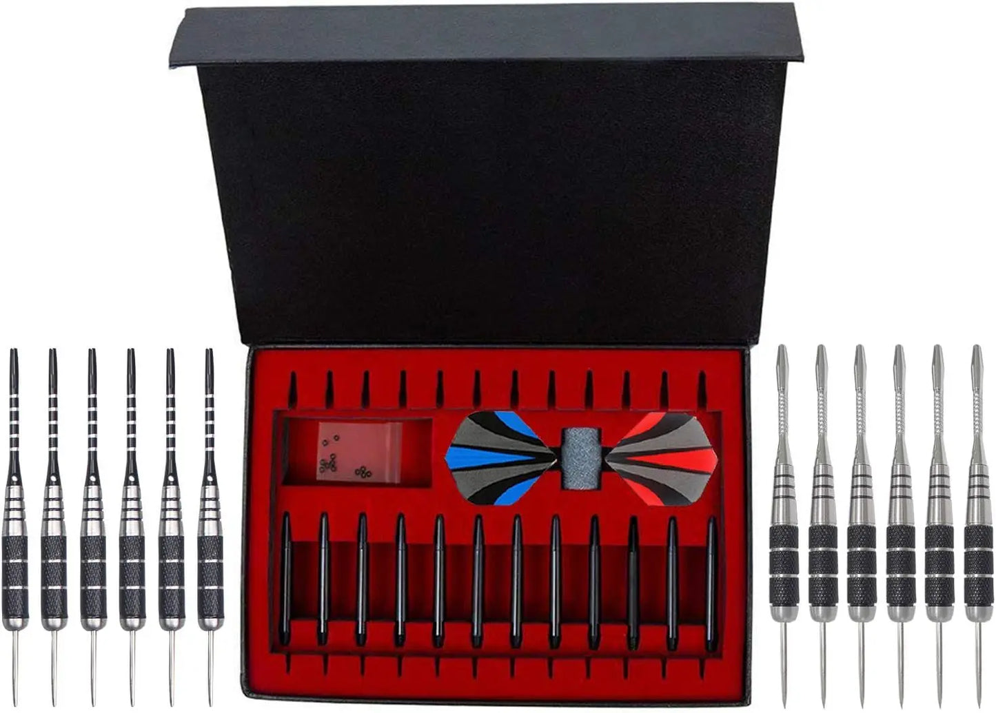 ADKX Steel Tip Darts 12 Pack Set with Nonslip Iron Barrel Aluminum Dart Shafts and Flights + Darts Sharpener + an Gift Box