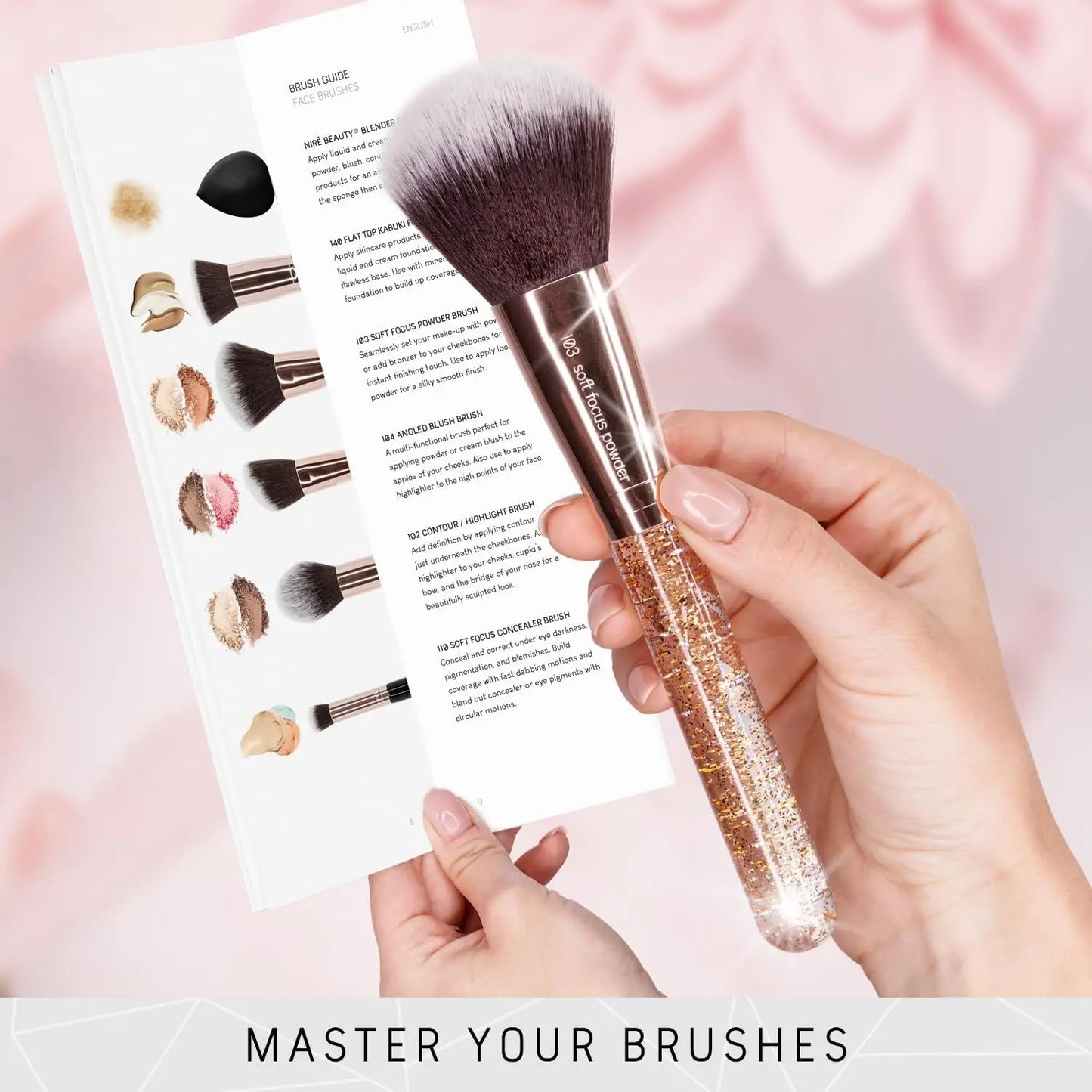 Beauty 15Piece Award Winning Glitter Makeup Brushes: Cute Makeup Brushes Set with Case, Blending Sponge, Cleaner, Guide, Gift Box