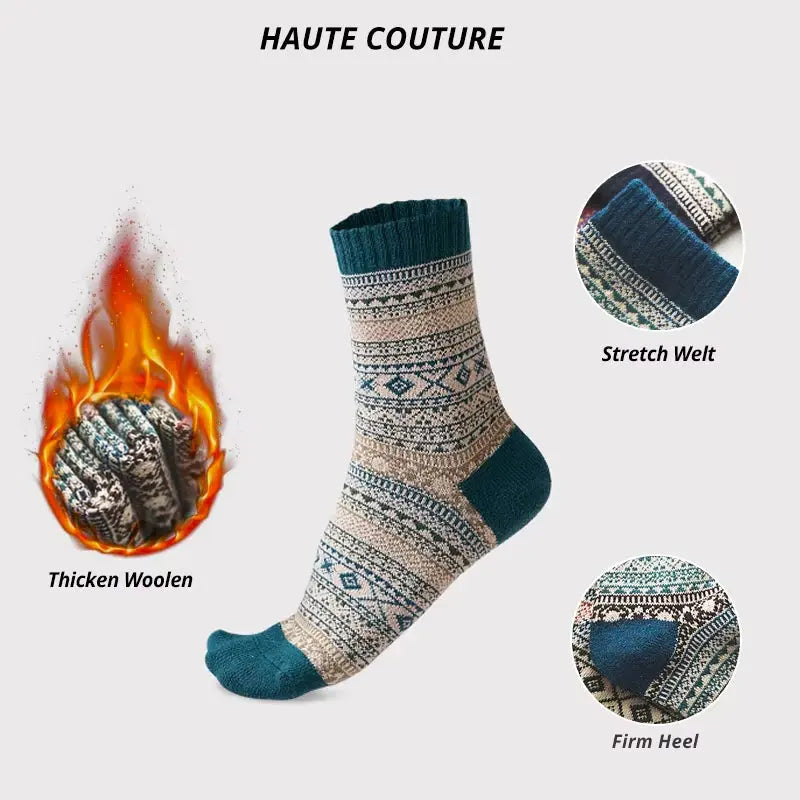 Brand 5 Pairs Winter Men'S Socks Thicken Sheep'S Wool Socks Warm Men Retro Style Colorful Fashion Man Socks for Snow Boots