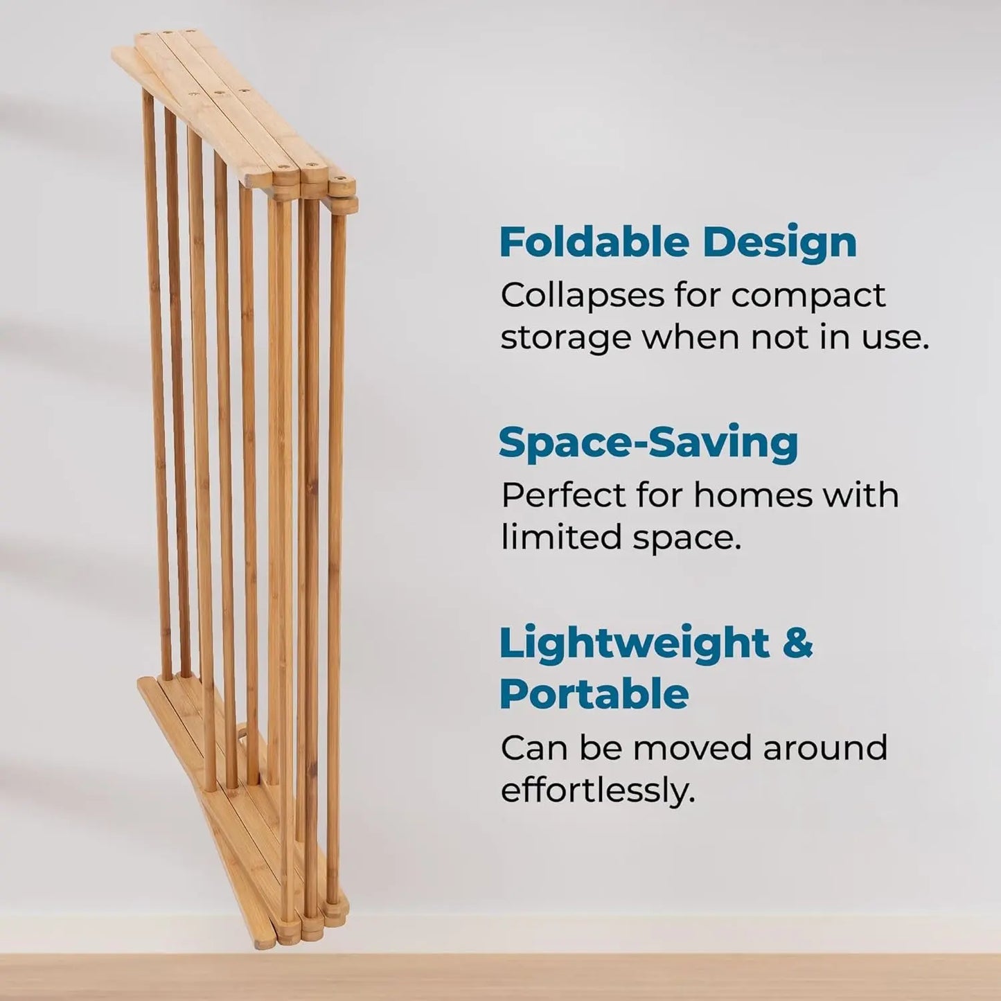 Collapsible Clothes Drying Rack, Bamboo, Natural, 40 Lbs