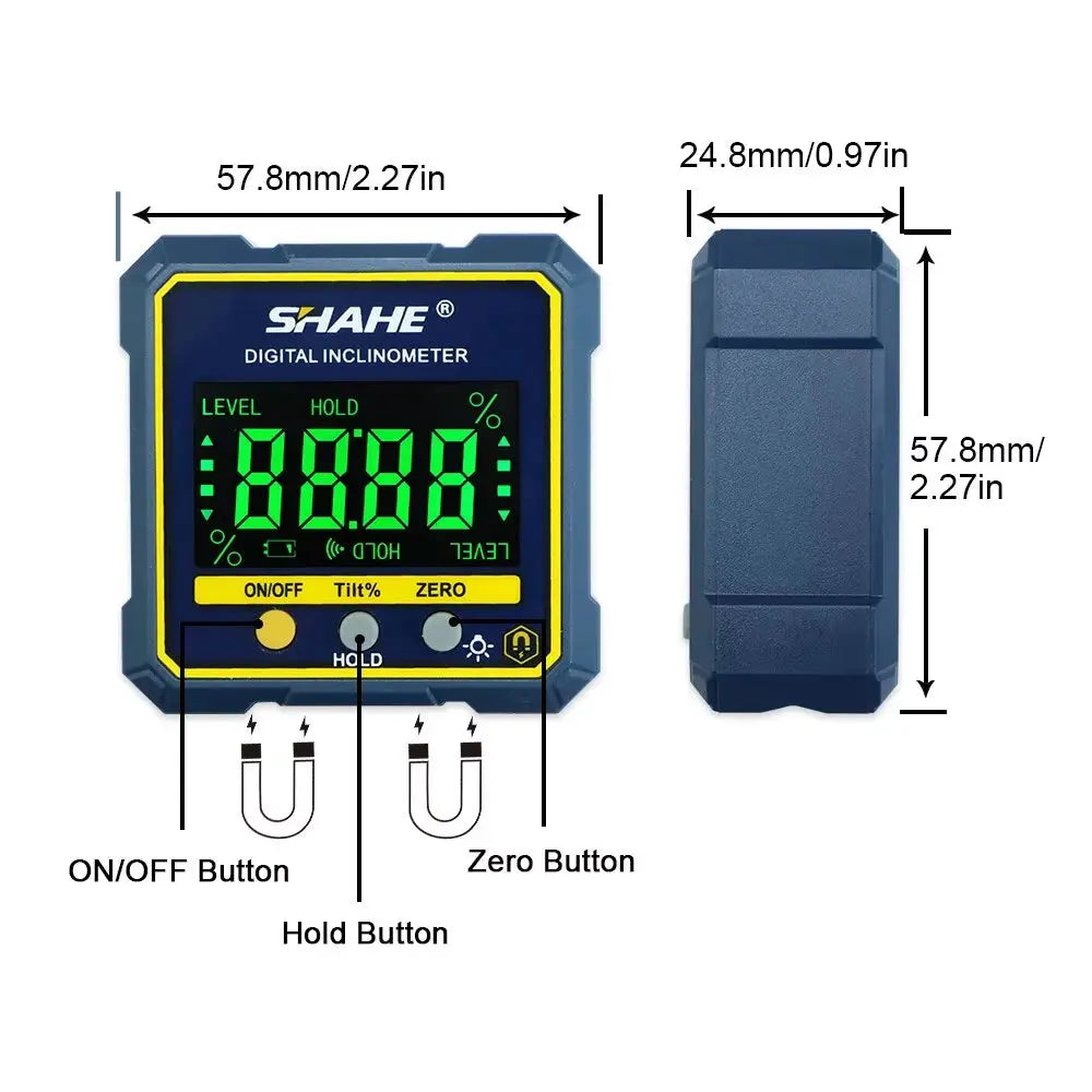Digital Angle Gauge Magnetic Protractor Inclinometer Level Angle Finder Angle Cube Level Box with Magnes and Backlight