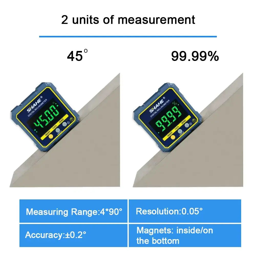 Digital Angle Gauge Magnetic Protractor Inclinometer Level Angle Finder Angle Cube Level Box with Magnes and Backlight