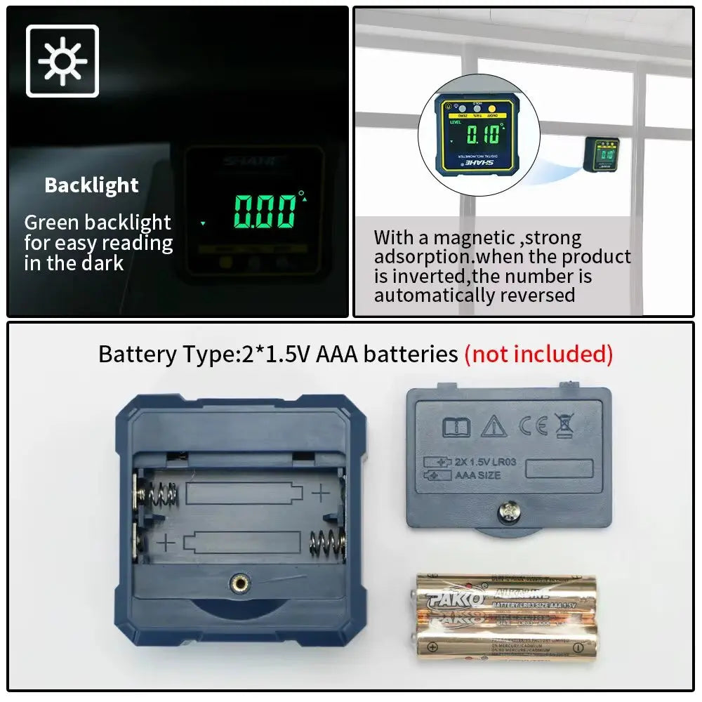 Digital Angle Gauge Magnetic Protractor Inclinometer Level Angle Finder Angle Cube Level Box with Magnes and Backlight