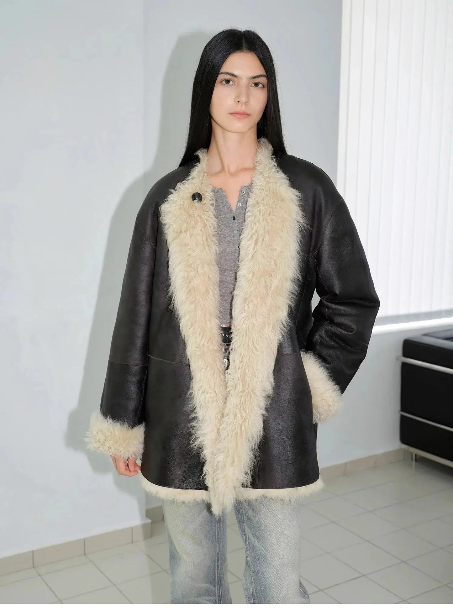 "Double-Sided Fantasy" Simple Elegant Casual Double-Sided Tuscan Wool Sheepskin Fur Coat for Women