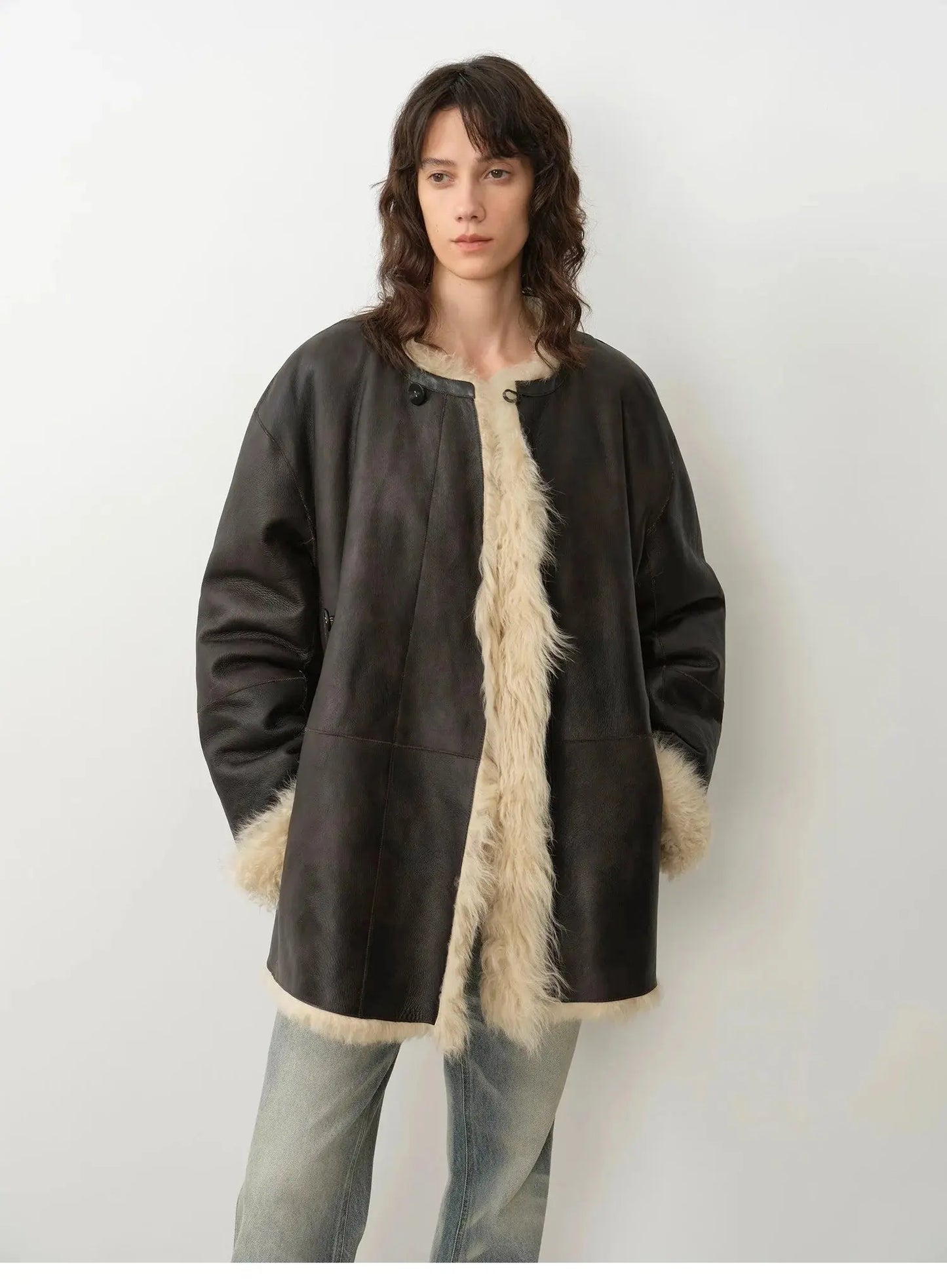 "Double-Sided Fantasy" Simple Elegant Casual Double-Sided Tuscan Wool Sheepskin Fur Coat for Women