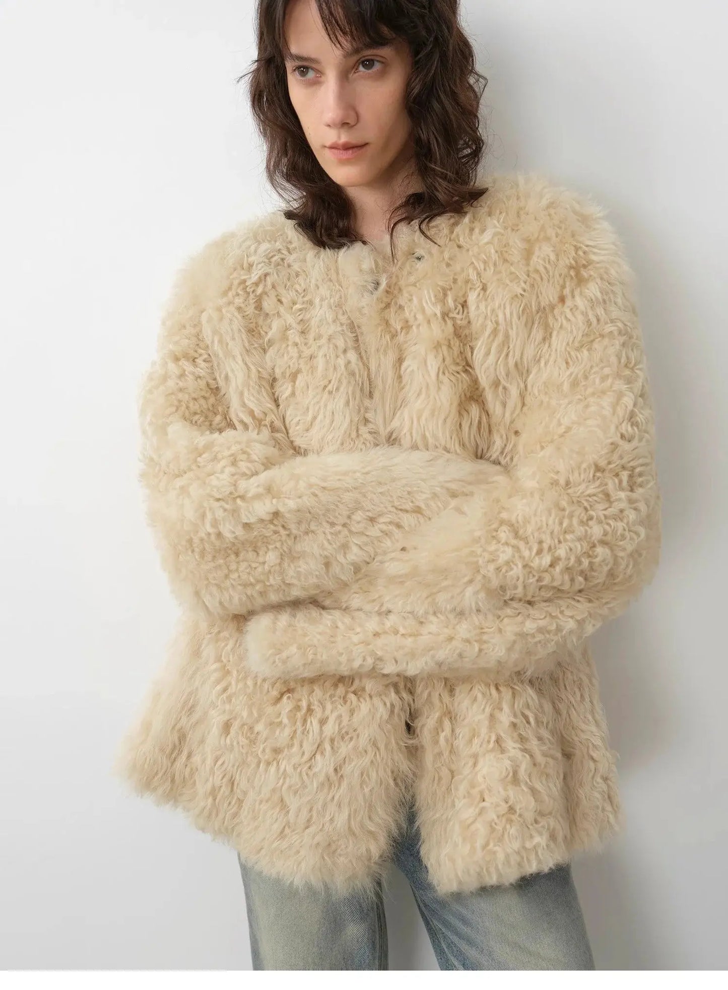 "Double-Sided Fantasy" Simple Elegant Casual Double-Sided Tuscan Wool Sheepskin Fur Coat for Women