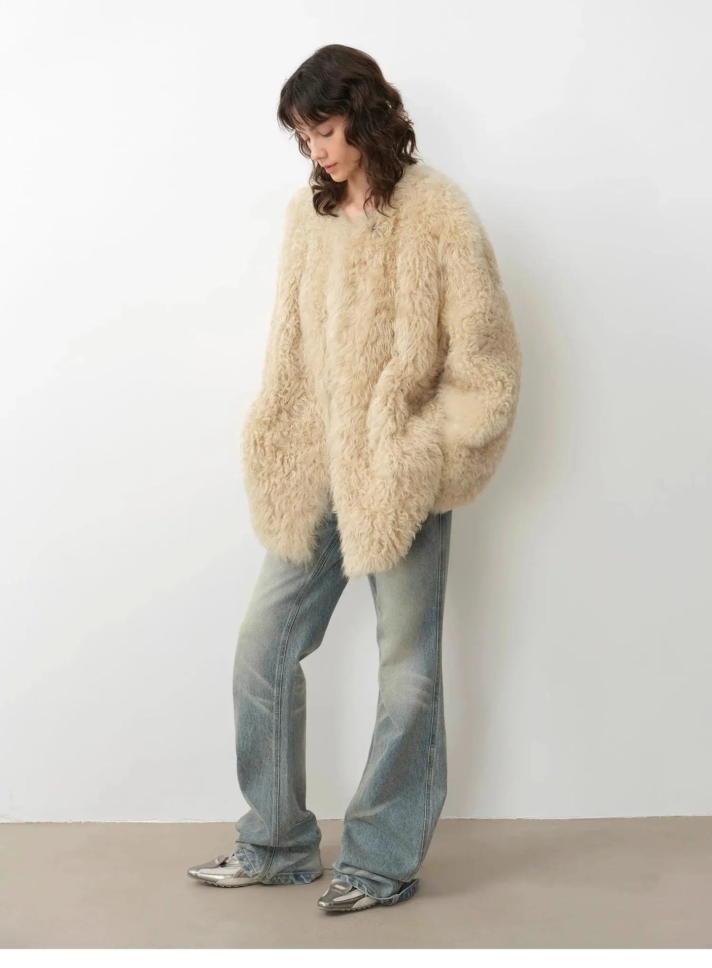 "Double-Sided Fantasy" Simple Elegant Casual Double-Sided Tuscan Wool Sheepskin Fur Coat for Women