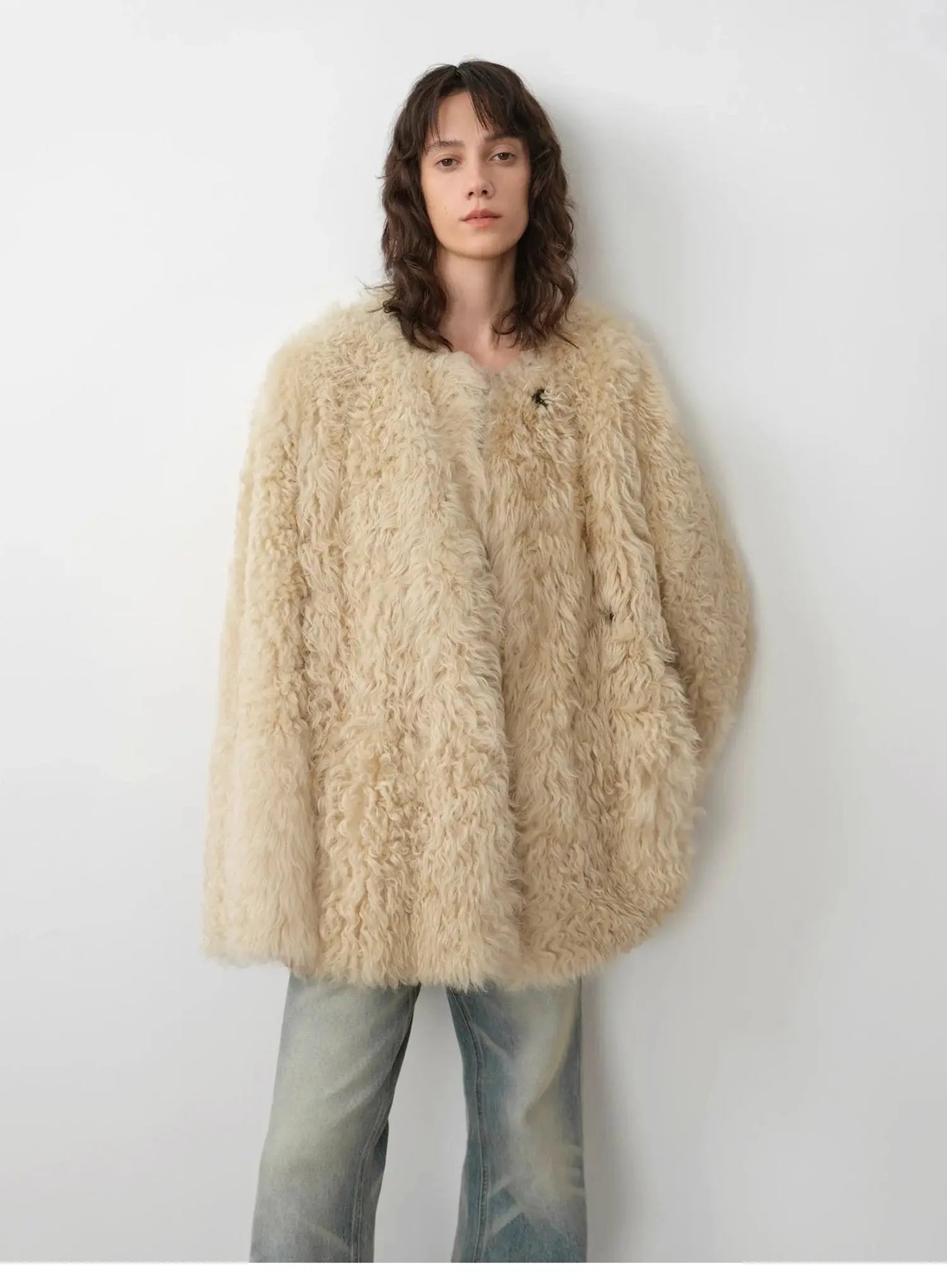 "Double-Sided Fantasy" Simple Elegant Casual Double-Sided Tuscan Wool Sheepskin Fur Coat for Women