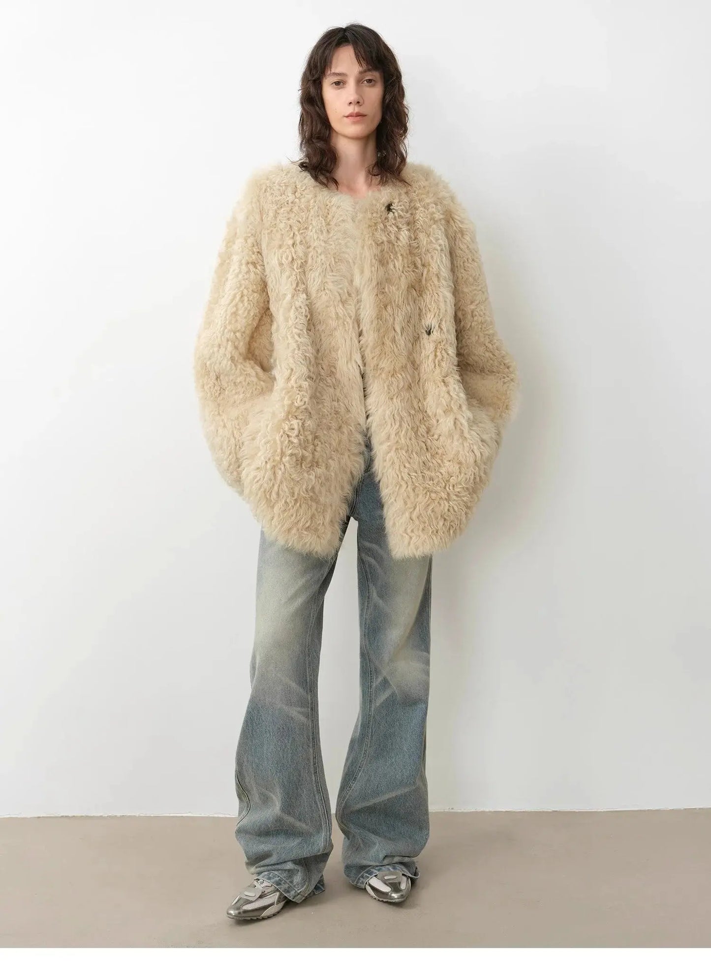 "Double-Sided Fantasy" Simple Elegant Casual Double-Sided Tuscan Wool Sheepskin Fur Coat for Women