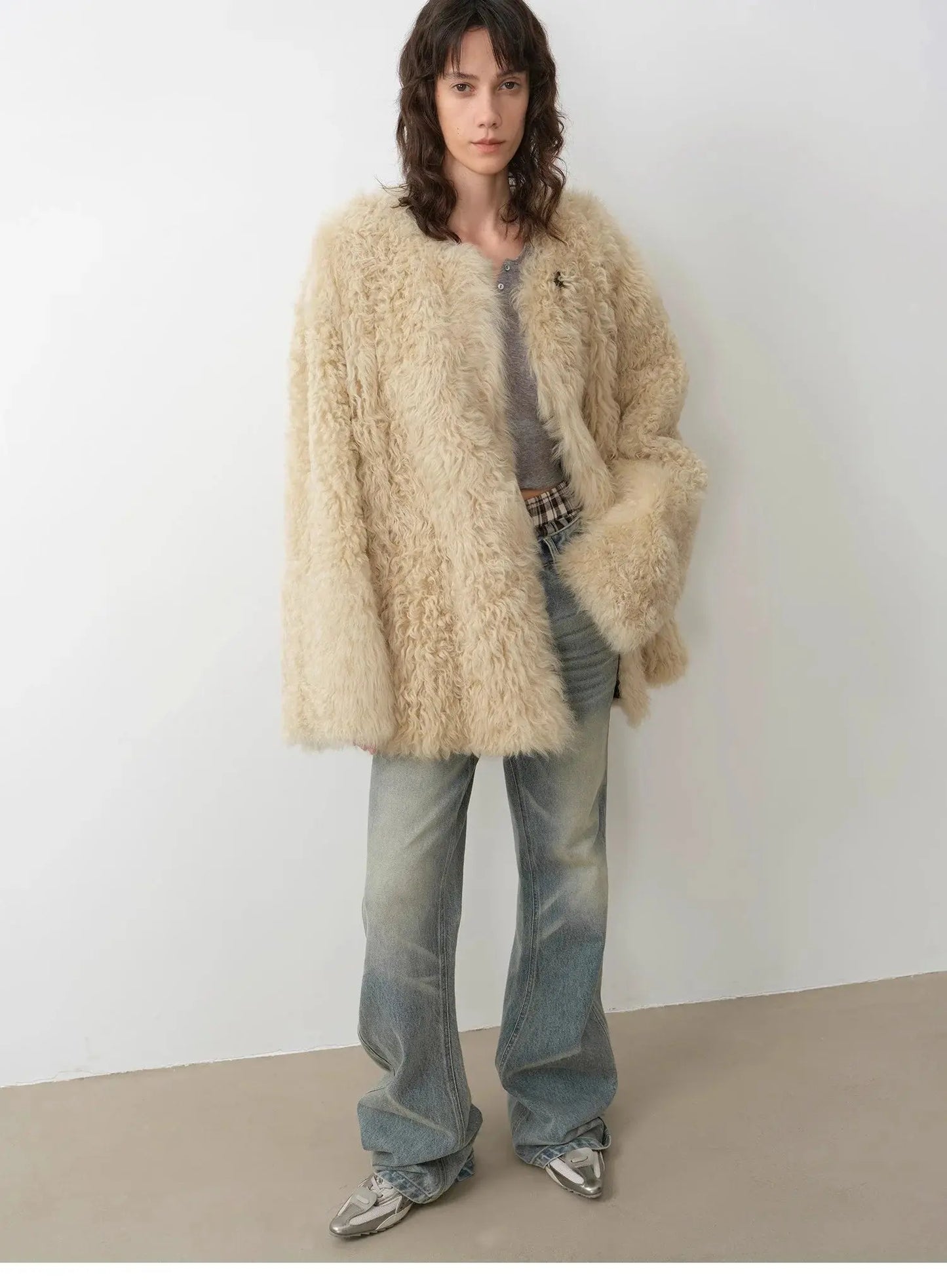 "Double-Sided Fantasy" Simple Elegant Casual Double-Sided Tuscan Wool Sheepskin Fur Coat for Women