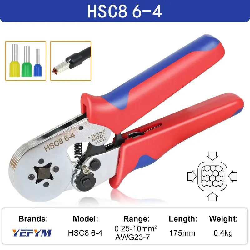 Ferrule Crimping Tool HSC8 6-4/6-6 Electrical Crimper Plier for Wire End Crimp Tube Terminals Electrical Circuit Repair