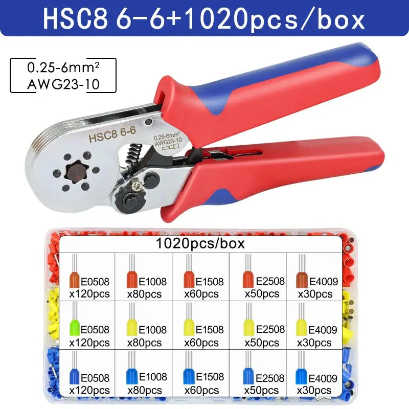 Ferrule Crimping Tool HSC8 6-4/6-6 Electrical Crimper Plier for Wire End Crimp Tube Terminals Electrical Circuit Repair