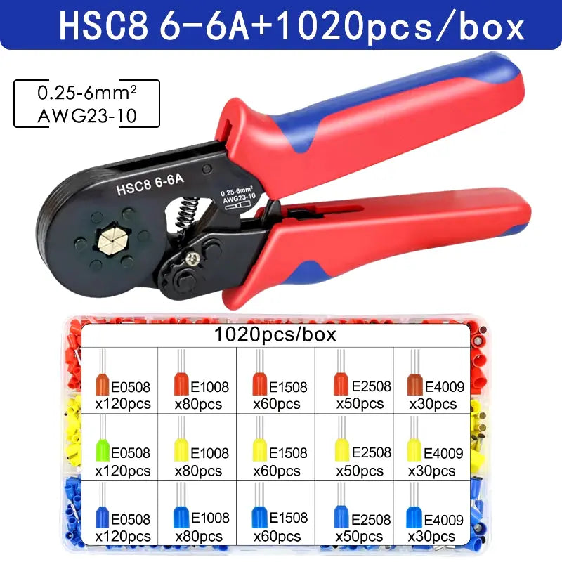 Ferrule Crimping Tool HSC8 6-4/6-6 Electrical Crimper Plier for Wire End Crimp Tube Terminals Electrical Circuit Repair