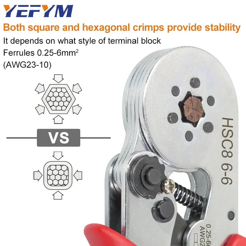 Ferrule Crimping Tool HSC8 6-4/6-6 Electrical Crimper Plier for Wire End Crimp Tube Terminals Electrical Circuit Repair