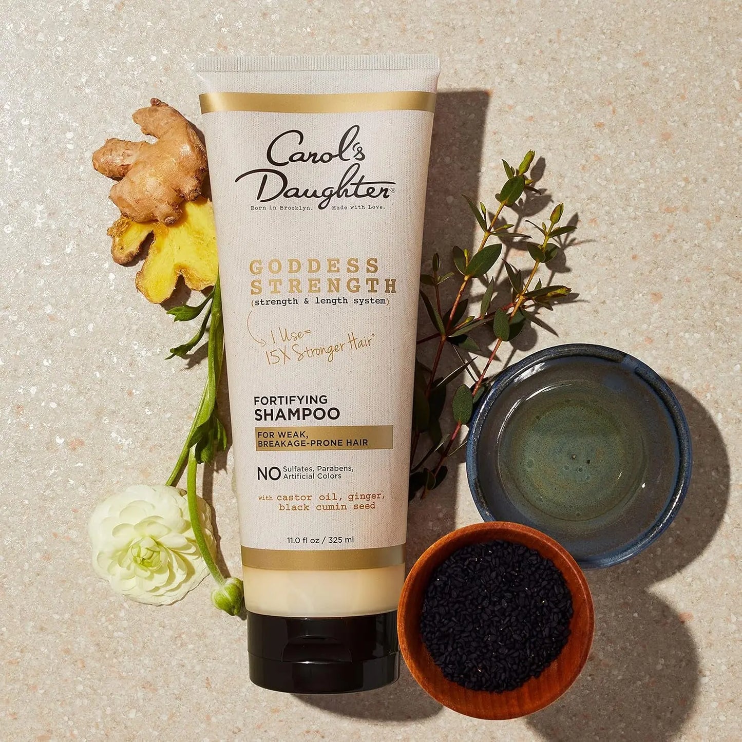 Goddess Strength Sulfate Free Shampoo, Hair Conditioner, Leave in Conditioner & Hair Treatment Oil Made with Castor Oil (4 Products)
