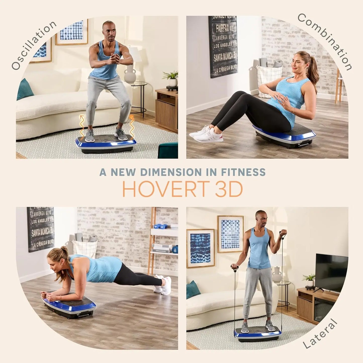 Hovert 3D Heavy Duty Vibration Plate Machine – Sturdy Dual Motor Platform with Lateral & 3D Motion – Full Body Workout for Strength, Balance, Recovery & Circulation