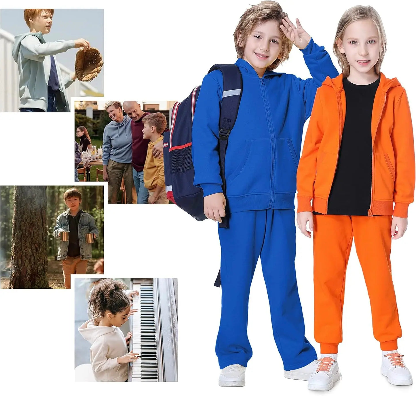 Kids Soft Brushed Fleece Zip-Up Hooded Sweatshirt Hoodie for Boys or Girls 4-12 Years
