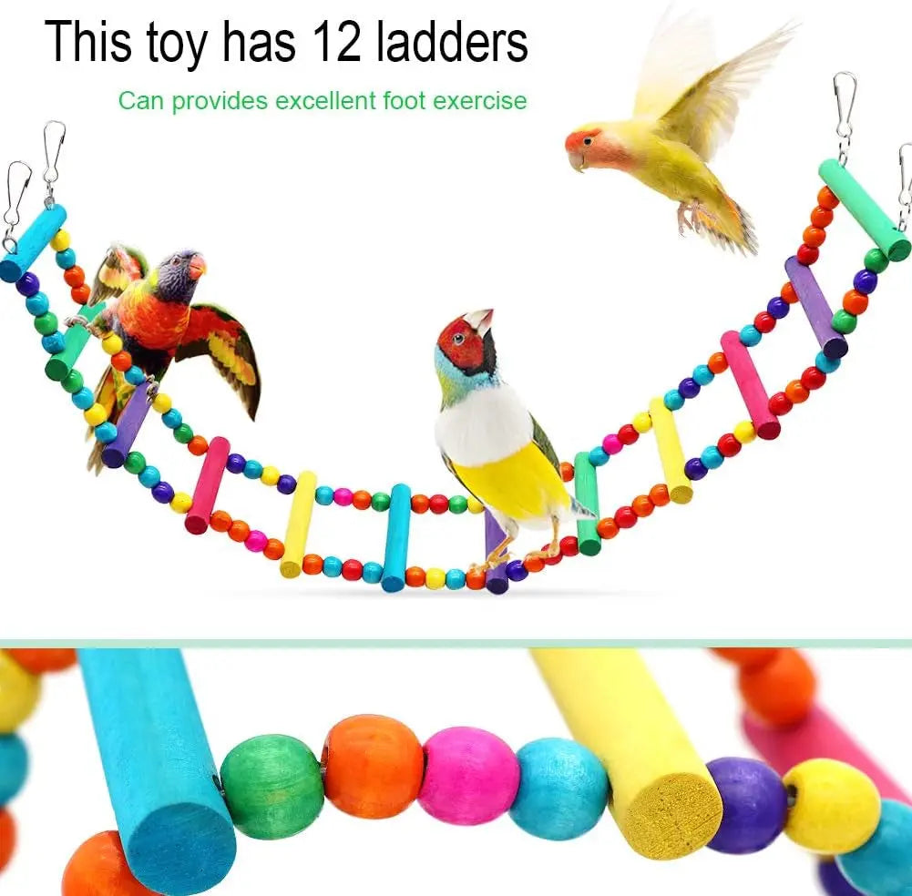 Large Bird Swing Toys, 3 PCS Parrot Toys with Bells for Small Macaws, Cockatoos, Alexandrine Parakeet, African Grey Parrot and Medium Amazon Parrots