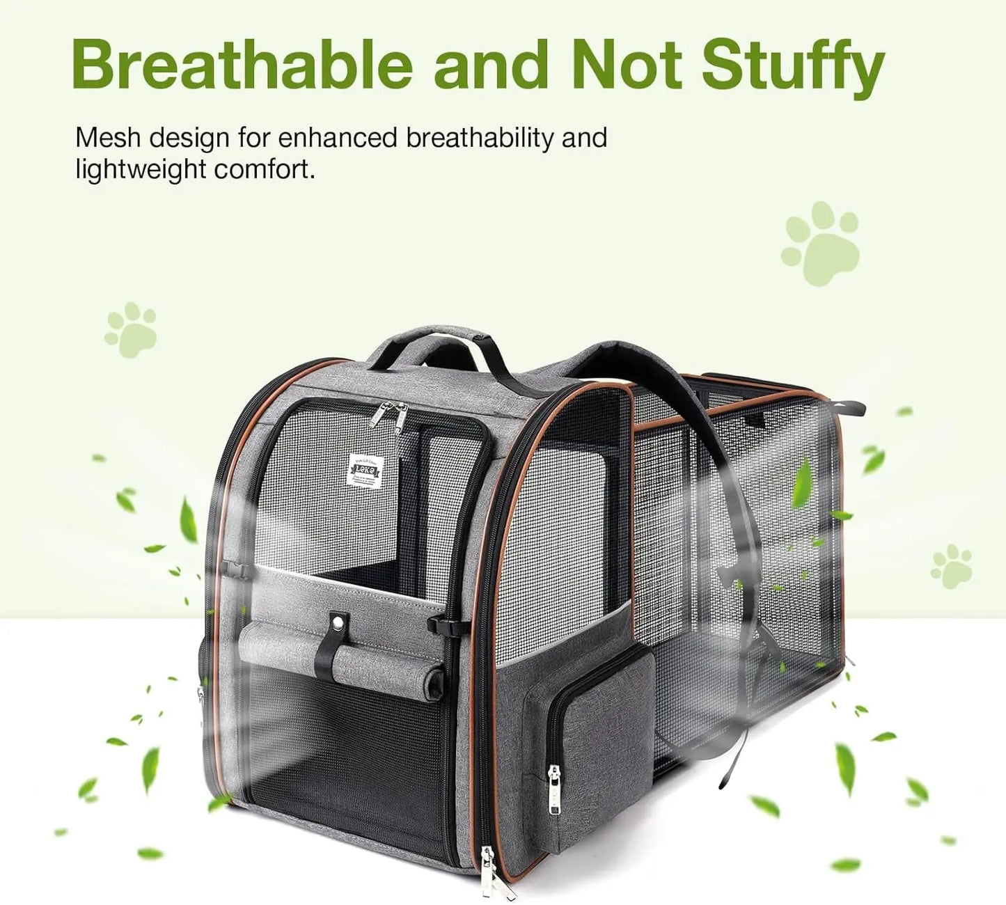 Large Cat Backpack Carrier Expandable Pet Carrier Backpack for Small Dogs Medium Cats Fit up to 18 Lbs, Dog Backpack Carrier, Foldable Puppy Backpack Carrier for Travel, Hiking,Grey