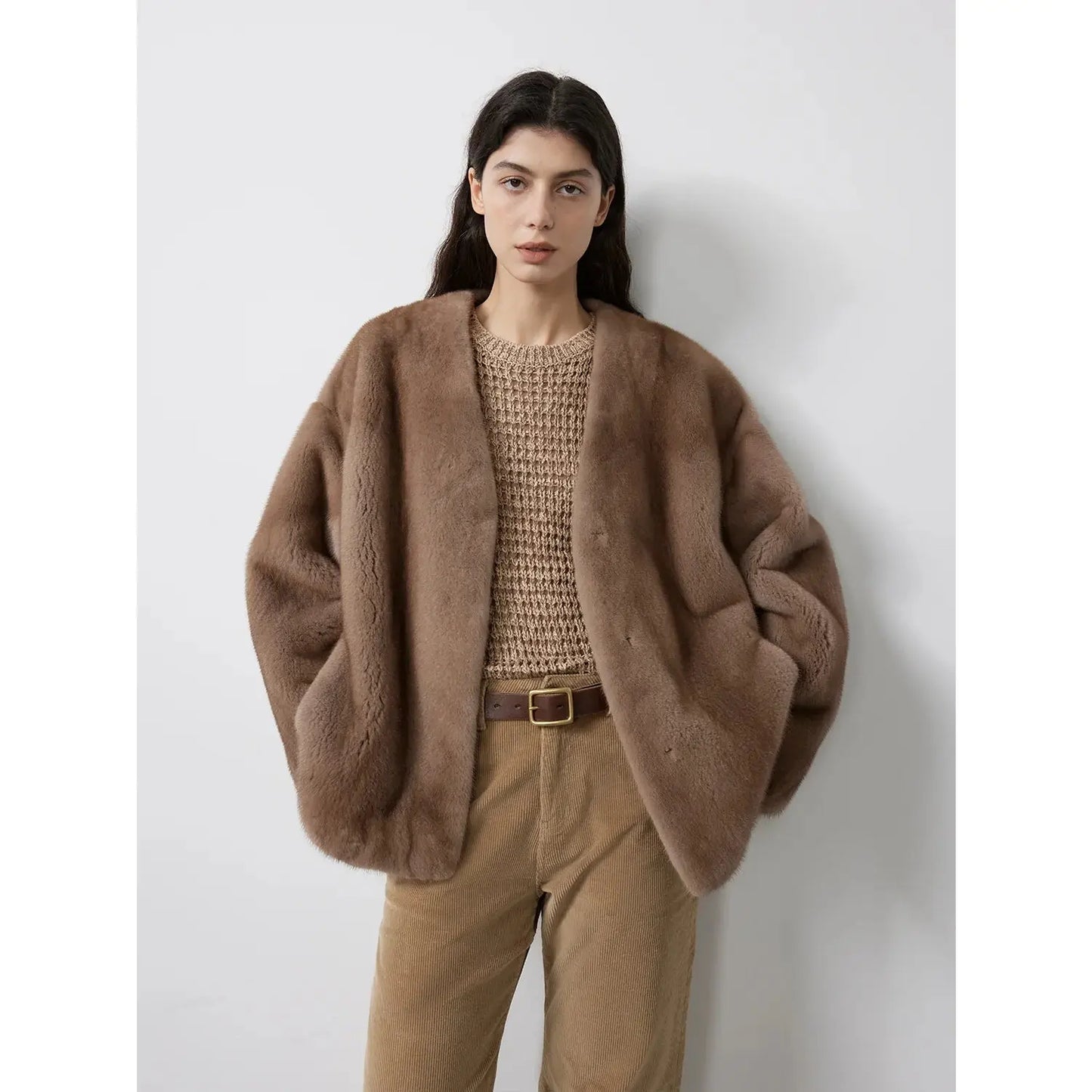 Louvre Mink V-Neck Jacket