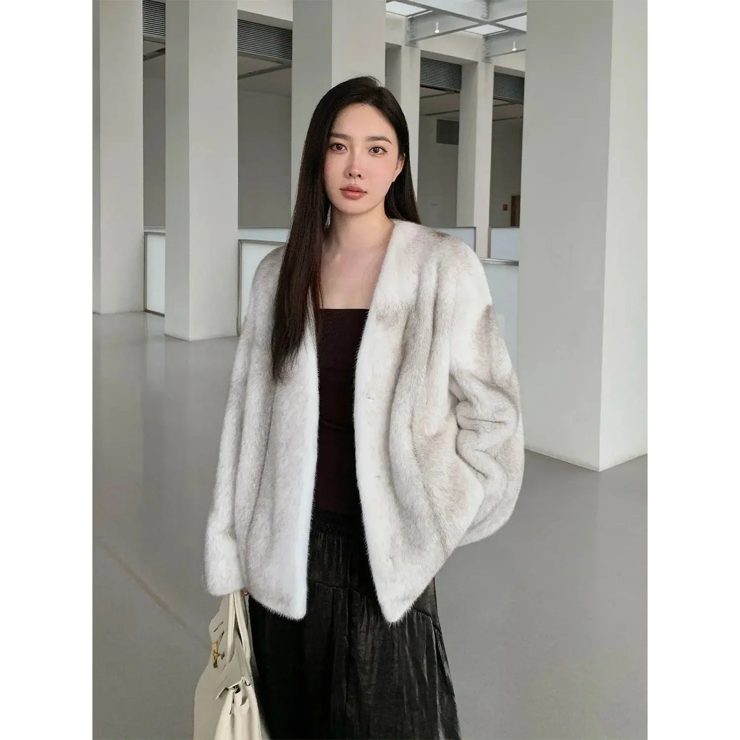 Louvre Mink V-Neck Jacket