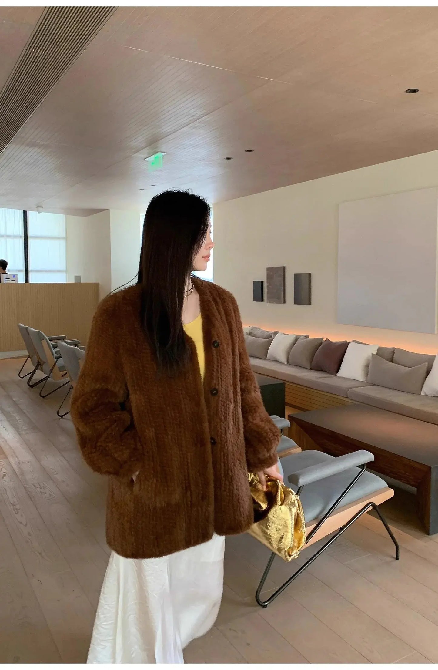 "Moon Serenade" High-Luxury Imported Velvet Mink Woven Fur Coat Mid-Length Mink Coat (Handmade)