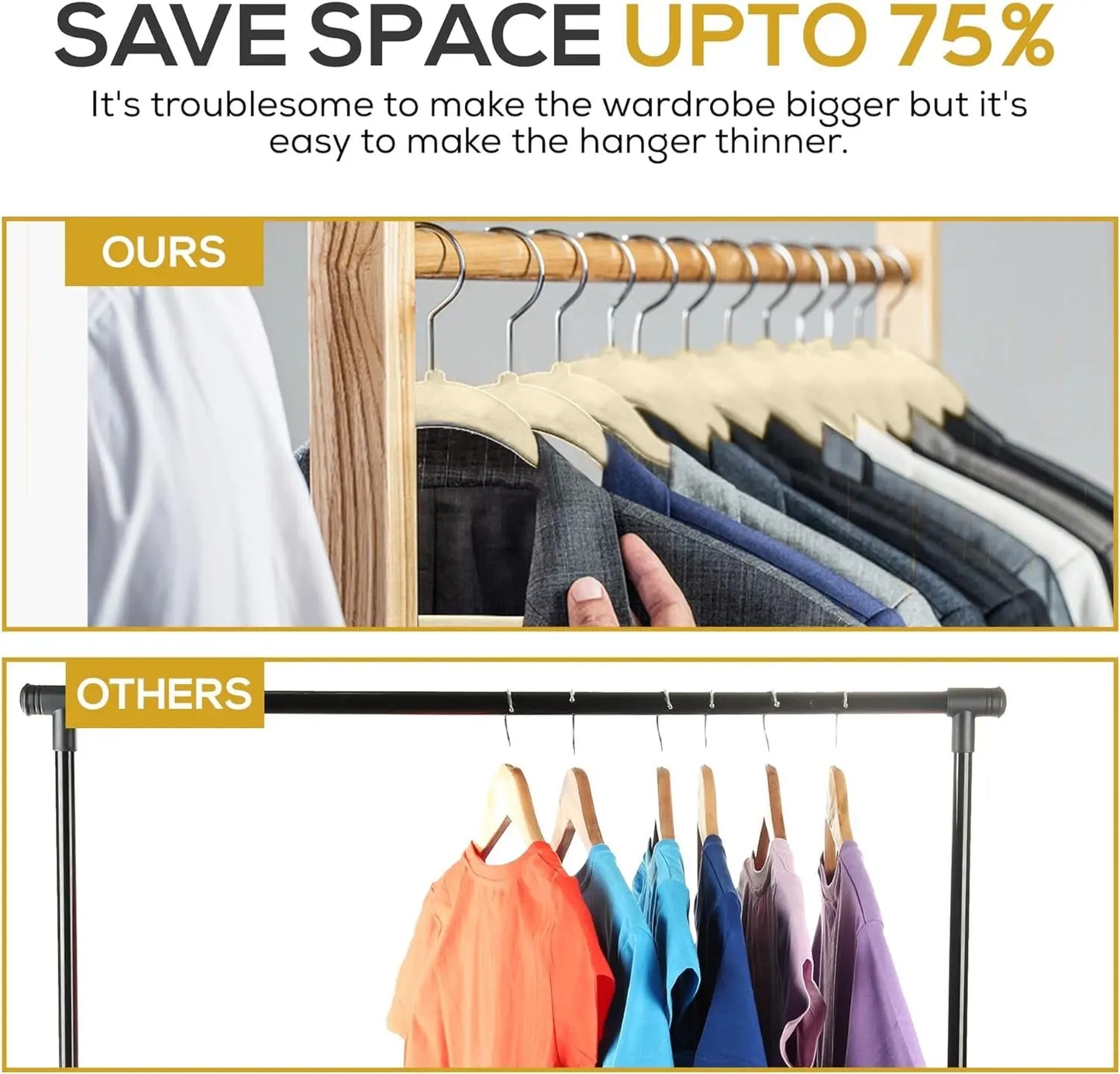 Premium Quality Velvet Hanger Set of 50 - Ultra -Thin No Slip Velvet Suit Hangers - Swivel Hooks, STRONGER than Standard Velvet Hangers - Space Saving Clothes Hangers - Ivory