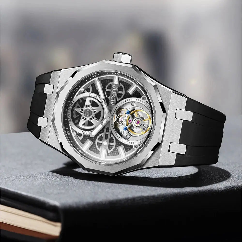 Men Flying Tourbillon Movement Mechanical Automatic Luxury Watches Wristwatches Skeleton Watch Brand for Man Sapphire