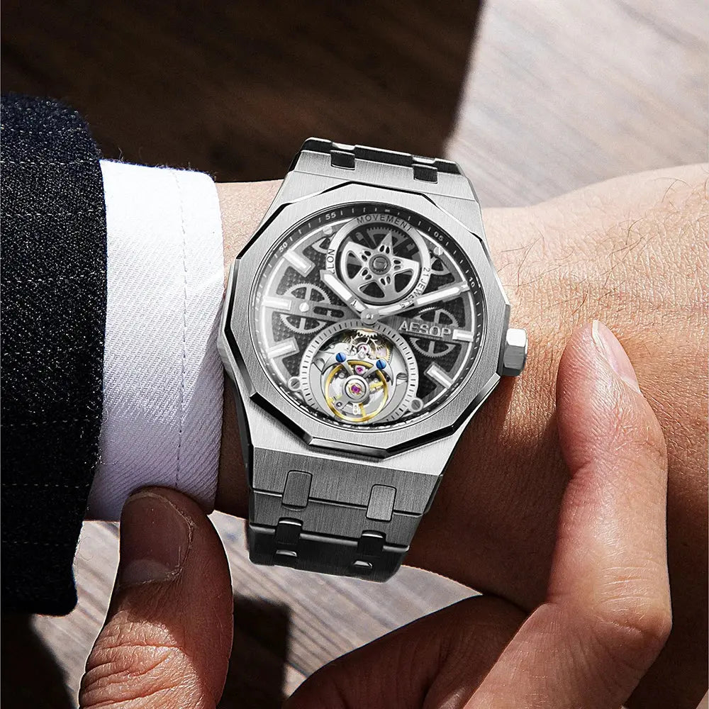 Men Flying Tourbillon Movement Mechanical Automatic Luxury Watches Wristwatches Skeleton Watch Brand for Man Sapphire