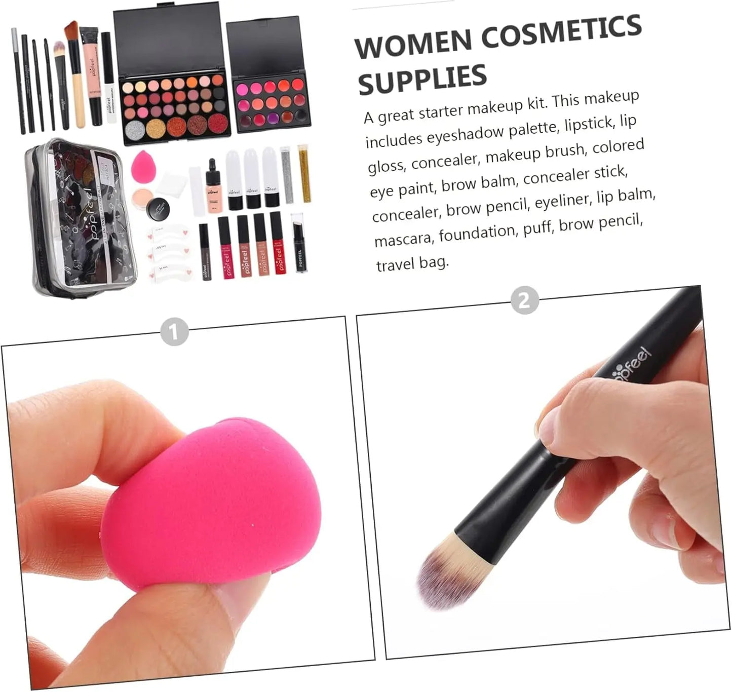 3 Sets Women'S Makeup Set Gift for Women Cosmetics Sulies Makeup Brushes Lip Gloss for Women Mascara Sets Eyeshadow Set Makeup Kit Women Cosmetics Sulies Cosmetic Kit for Women ( Color : as Shownx4Pcs