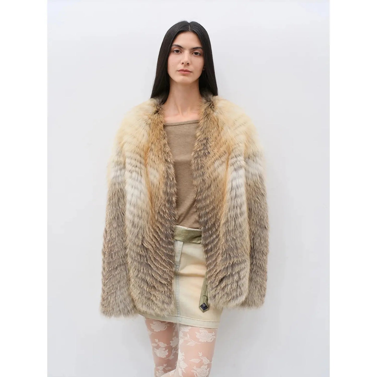 Yukino Dream Imported Colorful Fox Fur Coat from Finland