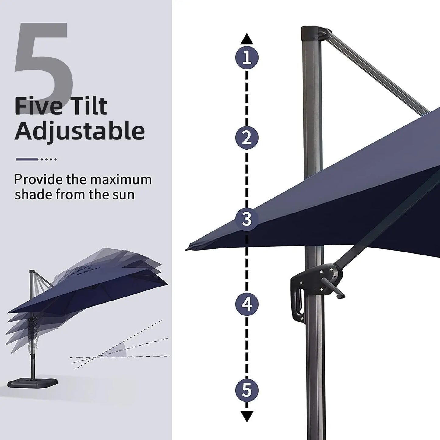 11 Feet Patio Umbrella Outdoor Cantilever round Umbrella Aluminum Offset Umbrella with 360-Degree Rotation for Garden Deck Pool Patio, Navy Blue