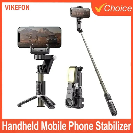 360 Degree New Q18 Handheld Mobile Phone Stabilizer Selfie Stick Panoramic Shooting Anti-Shake Live Broadcasting Light
