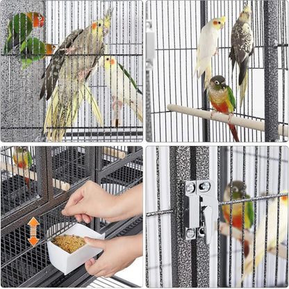 41.5" Stackable Divided Breeder Breeding Parakeet Bird Cage for Canaries Cockatiels Lovebirds Finches Budgies Small Parrots with Rolling Stand, Black