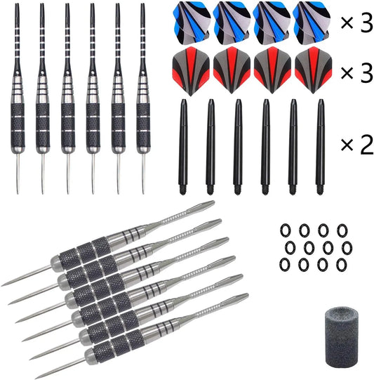 ADKX Steel Tip Darts 12 Pack Set with Nonslip Iron Barrel Aluminum Dart Shafts and Flights + Darts Sharpener + an Gift Box