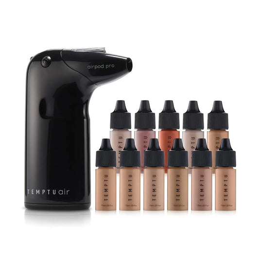 Air Flawless Complexion Airbrush Kit: Cordless Pro Airbrush System Refillable Pro Makeup Cartridges Includes Primer, Blush, Highlighter & Perfect Canvas Foundation Set