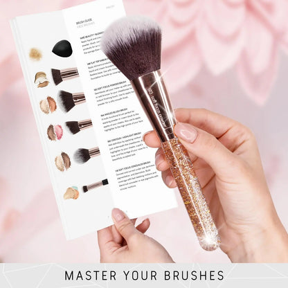 Beauty 15Piece Award Winning Glitter Makeup Brushes: Cute Makeup Brushes Set with Case, Blending Sponge, Cleaner, Guide, Gift Box