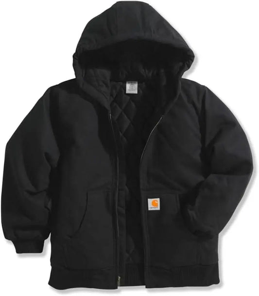 Big Boys' Active Quilted Flannel Lined Jacket, Caviar Black, Large-14/16