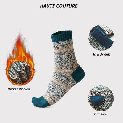 Brand 5 Pairs Winter Men'S Socks Thicken Sheep'S Wool Socks Warm Men Retro Style Colorful Fashion Man Socks for Snow Boots