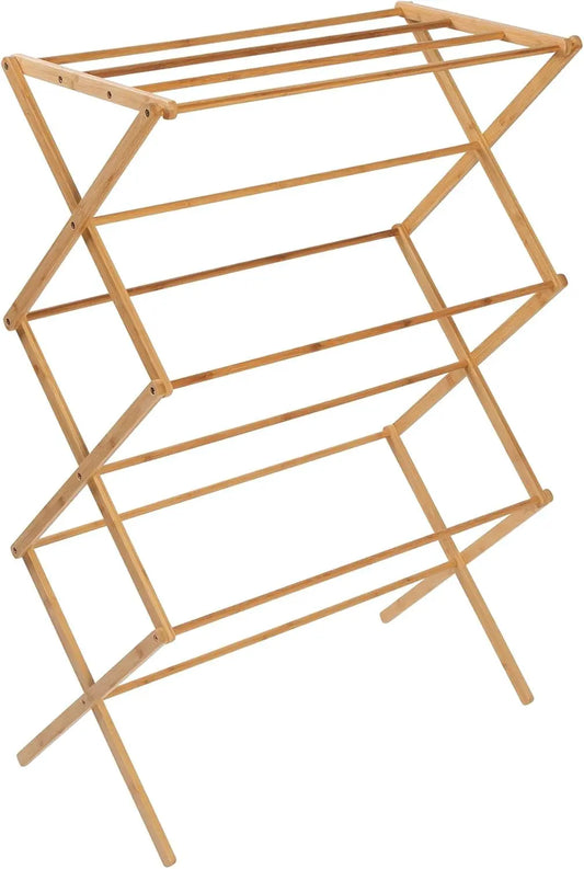 Collapsible Clothes Drying Rack, Bamboo, Natural, 40 Lbs