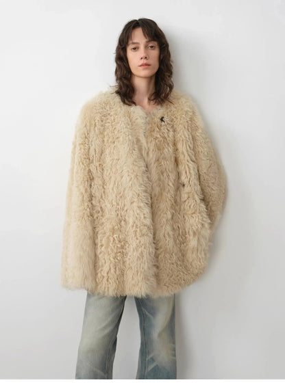 "Double-Sided Fantasy" Simple Elegant Casual Double-Sided Tuscan Wool Sheepskin Fur Coat for Women