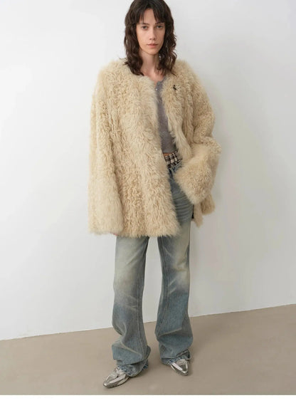 "Double-Sided Fantasy" Simple Elegant Casual Double-Sided Tuscan Wool Sheepskin Fur Coat for Women