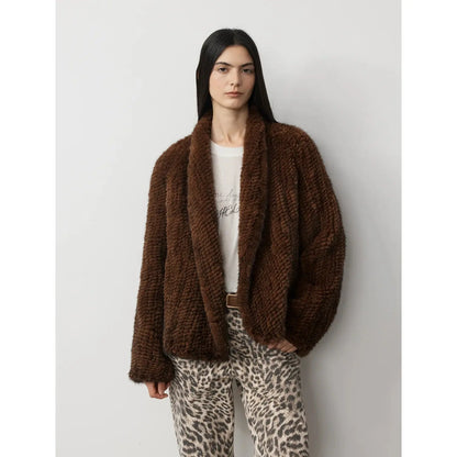 Dream Traveler Mink Vintage Light Luxury Texture Three-Dimensional Silhouette Knitted Mink Coat