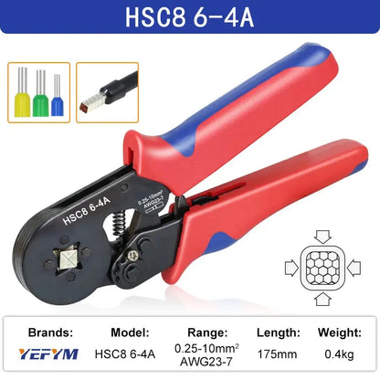 Ferrule Crimping Tool HSC8 6-4/6-6 Electrical Crimper Plier for Wire End Crimp Tube Terminals Electrical Circuit Repair