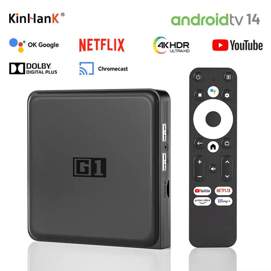 G1 Android TV Box with Netflix 4K Ultra HD Google Certified Dolby Vision HDR10+ 4G 32G Wifi6 Streaming Media Device