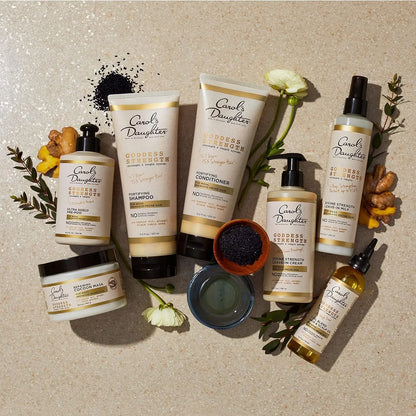 Goddess Strength Sulfate Free Shampoo, Hair Conditioner, Leave in Conditioner & Hair Treatment Oil Made with Castor Oil (4 Products)