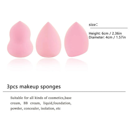18Pcs Pink Blue Makeup Brush & Sponge Set – Soft Synthetic, Gift for Her